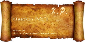 Klaszkin Pál névjegykártya
